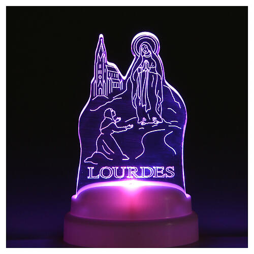 Lampe aus Plexiglas Unsere Liebe Frau von Lourdes mit bunten Lichtern 5