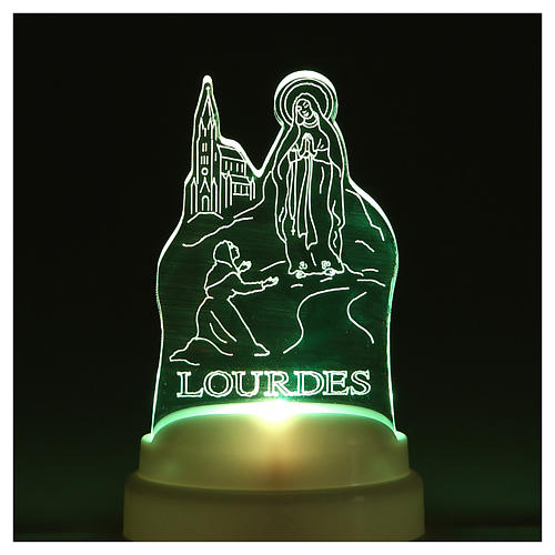 STOCK Bloque plexiglás imagen Aparición Lourdes con luz 4