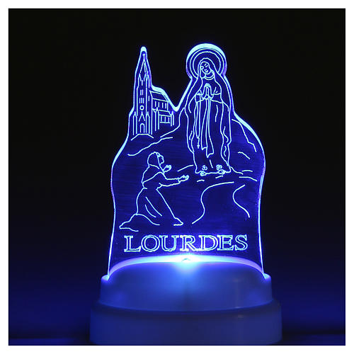 STOCK Cadre plexiglass image Apparition Lourdes avec lumière 3