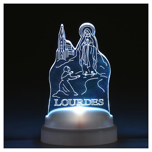 STOCK Basetta plexiglass immagine Apparizione Lourdes con luce 2