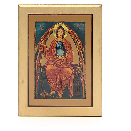 Tafel aus Holz mit Motiv Jesus Christus und goldenem Rahmen, 17x14 cm 1