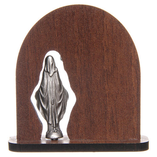 Bild der Madonna Miracolosa mit gewölbtem Holzrahmen, 7 cm 2