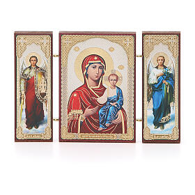 Triptychon aus Holz russische Solmenskaya-Ikone, 13x8 cm