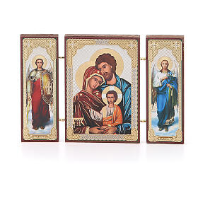 Tríptico russo aplicação Sagrada Família 13x8 cm