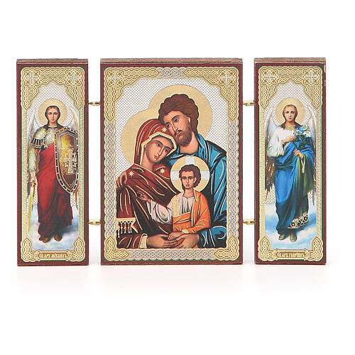 Tríptico russo aplicação Sagrada Família 13x8 cm 4