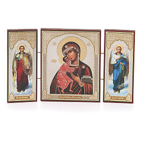 Triptychon aus Holz russische Feodorovskaya-Ikone, 21x12 cm