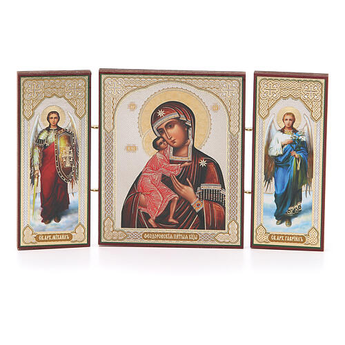 Triptychon aus Holz russische Feodorovskaya-Ikone, 21x12 cm 1