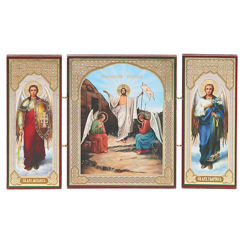 Triptych Russia wood Resurrection 21x12cm 4