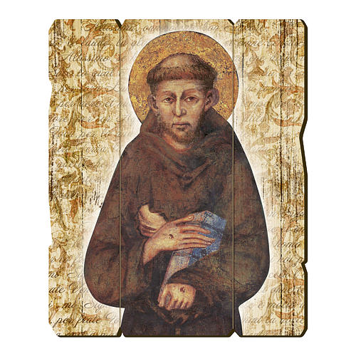 Obraz z drewna Święty Franciszek z Asyżu profilowany brzeg 1