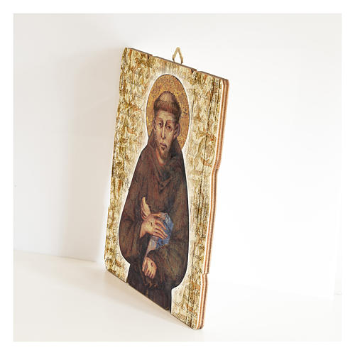 Obraz z drewna Święty Franciszek z Asyżu profilowany brzeg 2