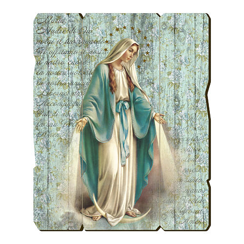 Tableau bois profilé crochet arrière Vierge Miraculeuse 1