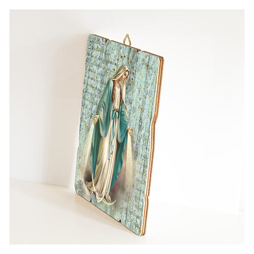 Tableau bois profilé crochet arrière Vierge Miraculeuse 2