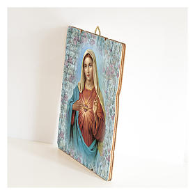 Obraz Niepokalane Serce Maryi retro drewno profilowany brzeg haczyk