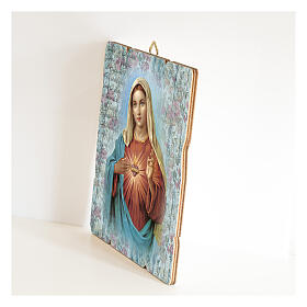 Quadro madeira moldada com gancho Coração Imaculado de Maria