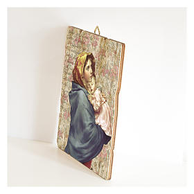 Our Lady with Baby Jesus of Ferruzzi painting in moulded wood with hook on the back
