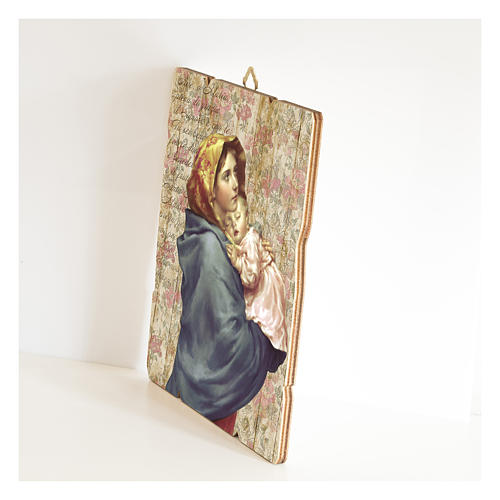 Our Lady with Baby Jesus of Ferruzzi painting in moulded wood with hook on the back 2