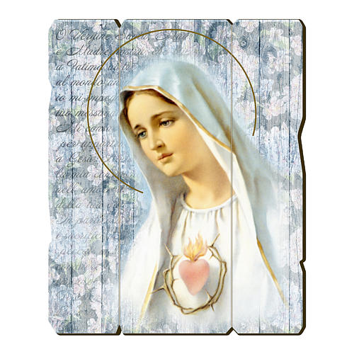 Quadro legno sagomato gancio retro della Madonna di Fatima 1