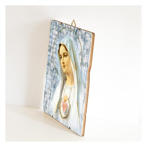 Quadro legno sagomato gancio retro della Madonna di Fatima 2