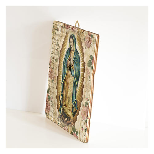 Our Lady of Guadalupe painting in moulded wood with hook on the back 2
