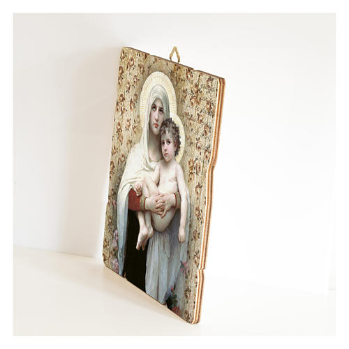 Our Lady with Baby Jesus of Bouguereau painting in moulded wood with hook on the back 2