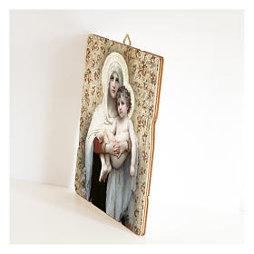 Tableau bois profilé crochet arrière Vierge à l'Enfant Bouguereau