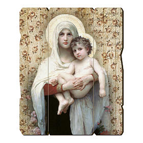 Our Lady with Baby Jesus of Bouguereau painting in moulded wood with hook on the back
