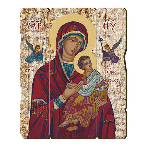 Our Lady of Perpetual Help painting in moulded wood with hook on the back 1