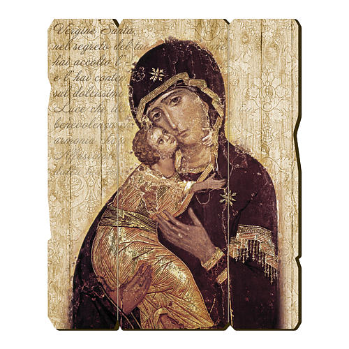 Our Lady of Vladimir painting in moulded wood with hook on the back 1