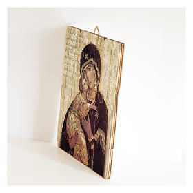 Quadro legno sagomato gancio retro Icona della Madonna di Vladimir