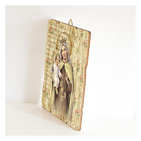 Our Lady of Mount Carmel painting in moulded wood with hook on the back
