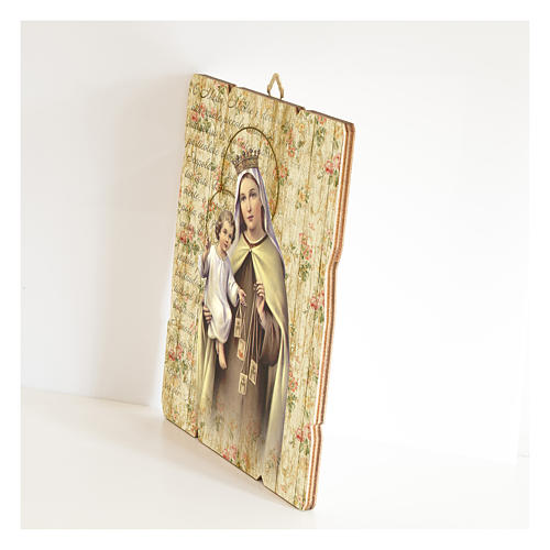 Our Lady of Mount Carmel painting in moulded wood with hook on the back 2