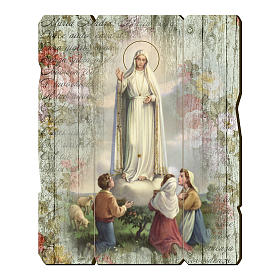 Our Lady of Fatima painting in moulded wood with hook on the back