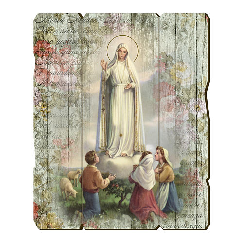 Our Lady of Fatima painting in moulded wood with hook on the back 1