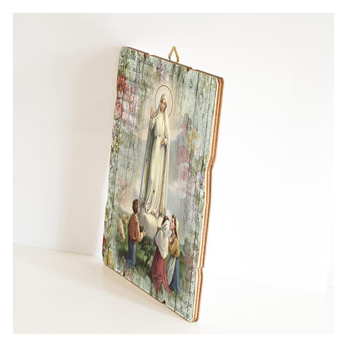 Our Lady of Fatima painting in moulded wood with hook on the back 2