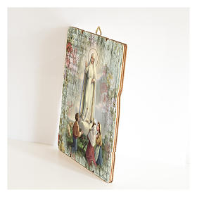Our Lady of Fatima painting in moulded wood with hook on the back
