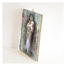 Our Lady of Divine innocence painting in moulded wood with hook on the back
