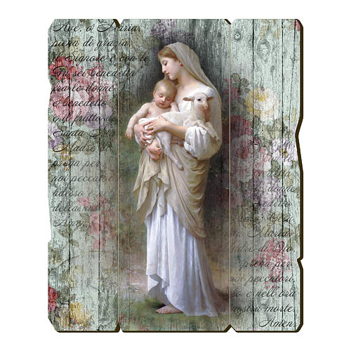 Our Lady of Divine innocence painting in moulded wood with hook on the back 1