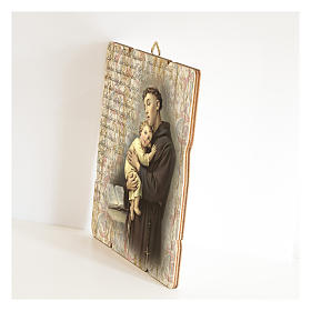 Saint Anthony of Padua painting in moulded wood with hook on the back