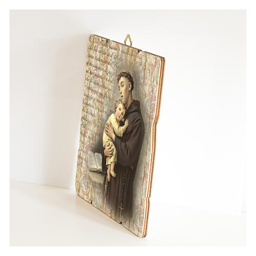 Saint Anthony of Padua painting in moulded wood with hook on the back 2