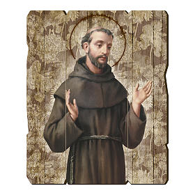 Saint Francis of Assisi painting in moulded wood with hook on the back