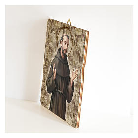 Obraz Święty Franciszek z Asyżu retro drewno profilowany brzeg haczyk