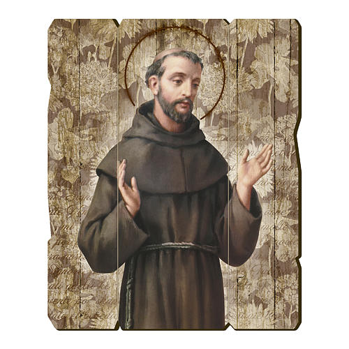 Saint Francis of Assisi painting in moulded wood with hook on the back 1