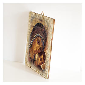 Quadro legno sagomato gancio retro Icona Madonna del Kiko