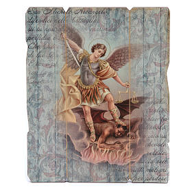 Saint Archangel Micheal painting in moulded wood with hook on the back