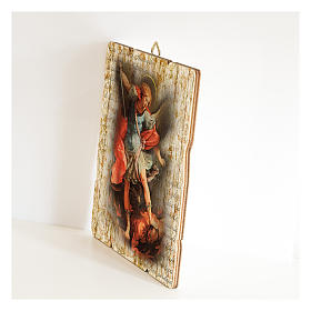 Obraz Święty Michał Archanioł retro drewno profilowany brzeg haczyk