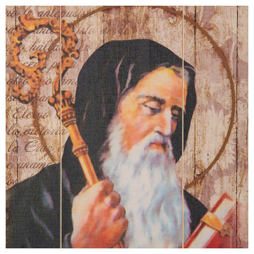 Obraz Święty Benedykt retro drewno profilowany brzeg haczyk 2