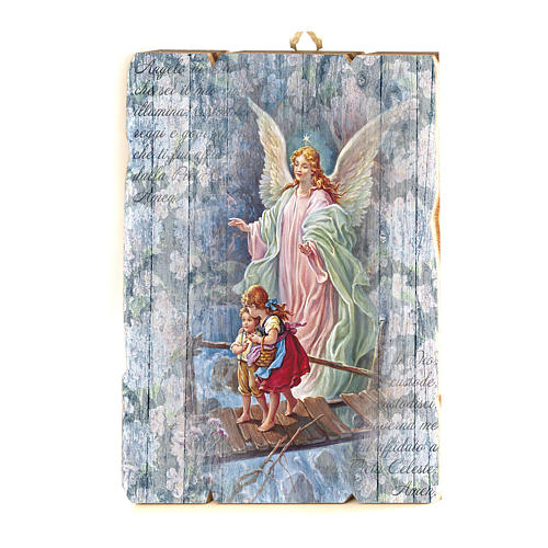 The Guardian Angel painting in moulded wood with hook on the back 1