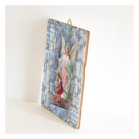 Obraz Anioł Stróż retro drewno profilowany brzeg haczyk