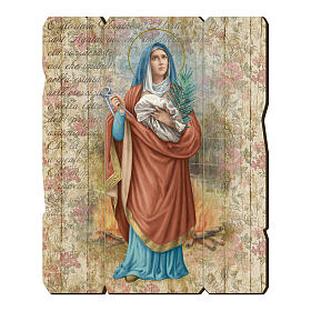 Obraz Święta Agata retro drewno profilowany brzeg haczyk