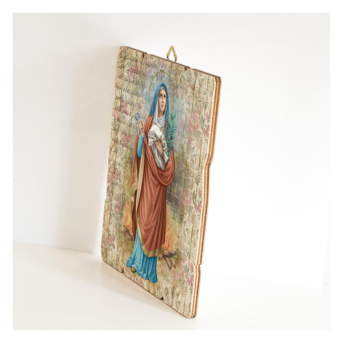 Obraz Święta Agata retro drewno profilowany brzeg haczyk 2